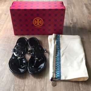 Tory Burch Black patent leather sandals